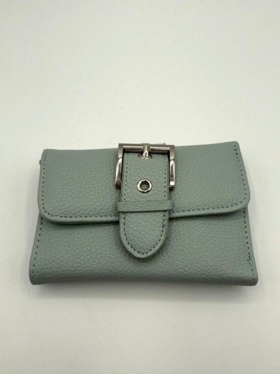 Steve Madden Handbags - Steve Madden Blue/Gray Faux Pebbled Leather Tri Fold Wallet